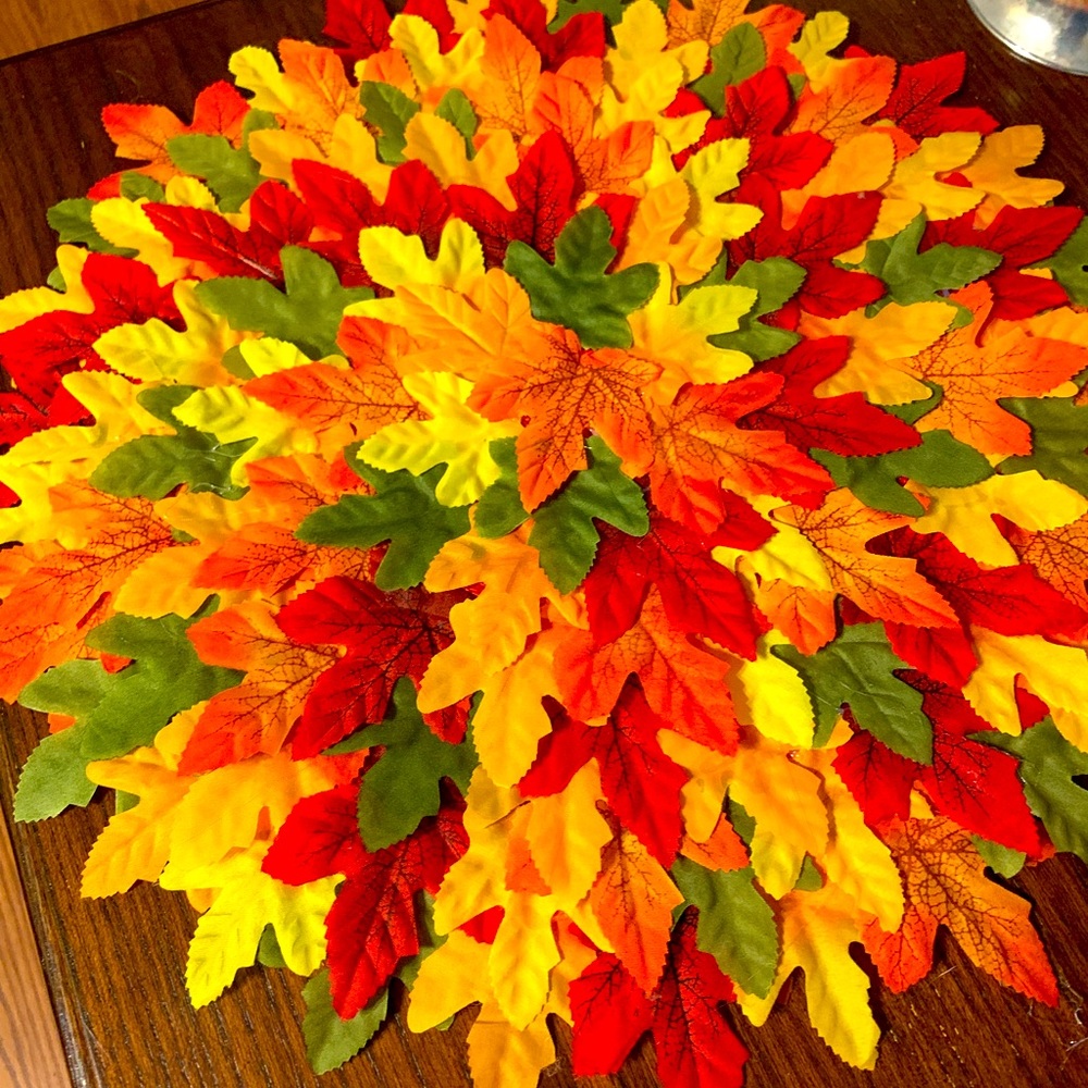 Fall leaves placemat country farmhouse holiday Thanksgiving decor